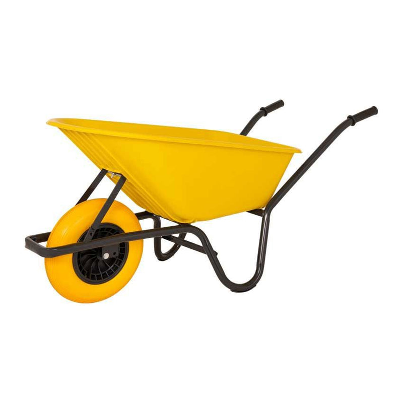 MM Products carretilla contenedor plástico 85l rueda principal amarilla negra
