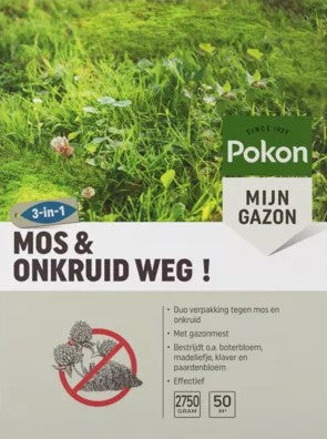 Pokon quita musgo y malas hierbas 275kg para 50m2 2