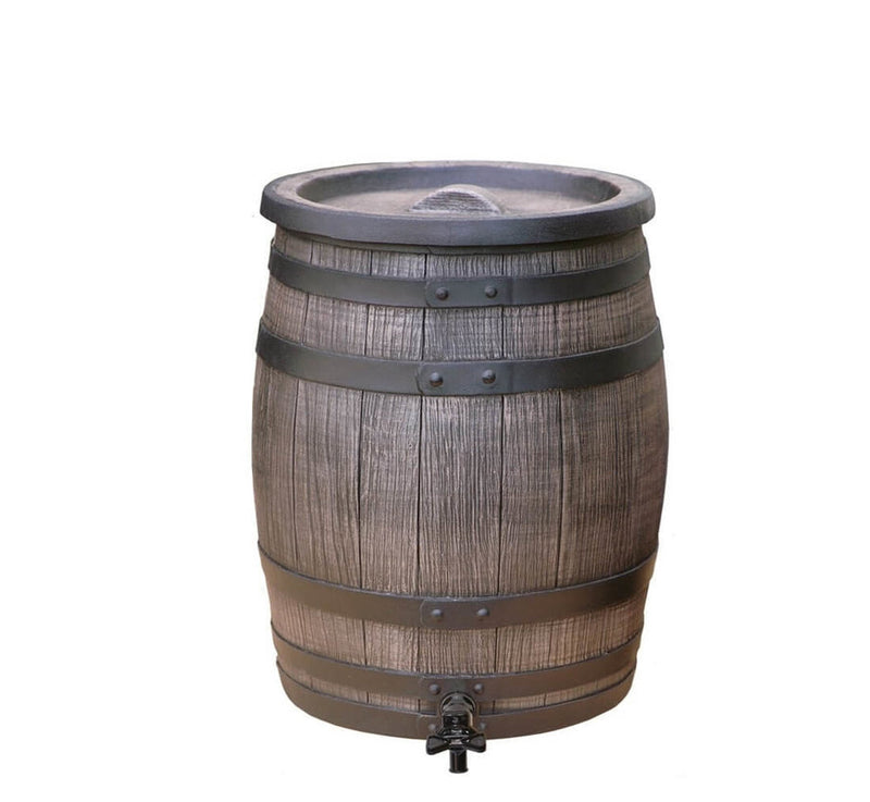 Roto Products barril de lluvia aspecto madera marrón más grifo 50l