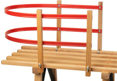 Plastic backrest for wooden sled