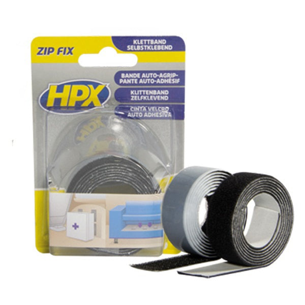 Productos hpx zip fix velcro negro 2x 20mm x 1m