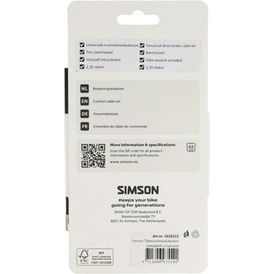 Set cavi freno a tamburo Simson completo universale in acciaio inossidabile nero