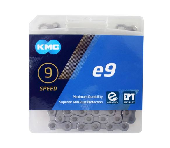 KMC E9 EPT Cadena de bicicletas 136 Platería Plata