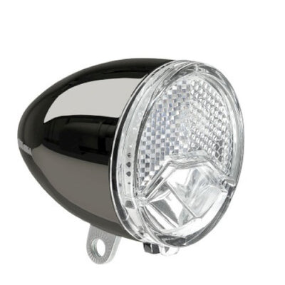 Axa led voorlicht koplamp 606 auto on off naaf 15 lux dark chrome 60cm blister