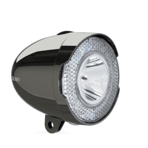 Axa led voorlicht koplamp 706 batterij 15 lux dark chrome blister
