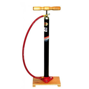 Pompa per biciclette su tavola di legno con Dunlop Valiel