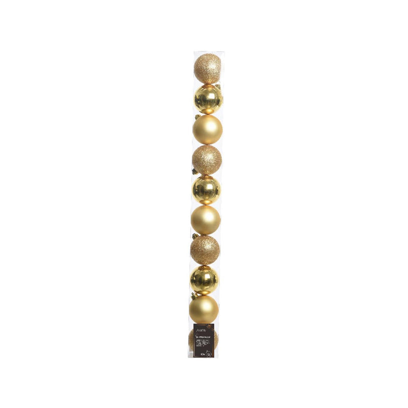 Decoris Palline di Natale 6cm plastica oro 10 pz
