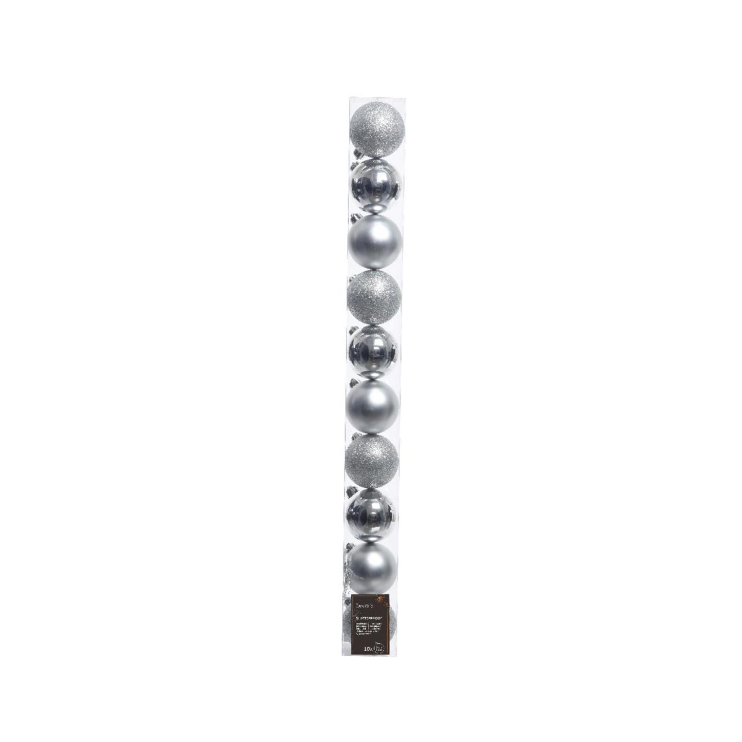 Decoris Palline di Natale 6cm plastica argento 10 pz