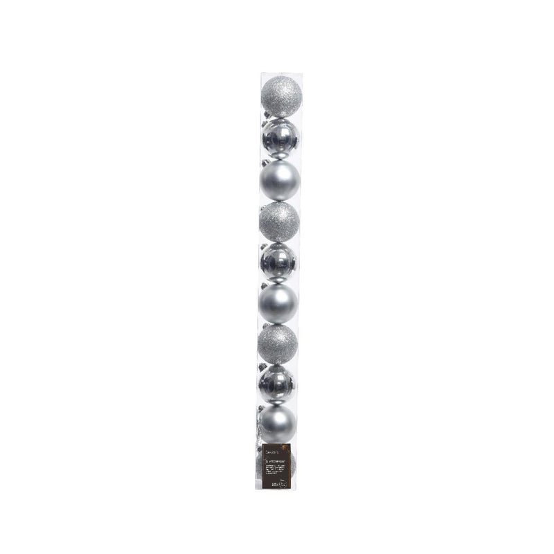Decoris kerstballen 6cm kunststof zilver 10-dlg
