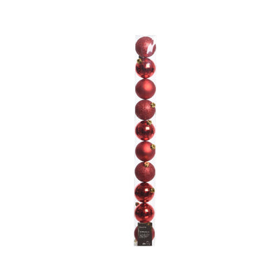 Palline di Natale Decoris 6cm plastica rossa 10 pz