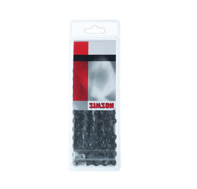 Cadena de bicicletas Simson Normalmente básica - 112 enlaces, 1 2 x1 8, para bicicletas de la ciudad sin equipo y con equipo de cubo - negro