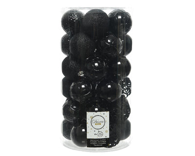 Set palline di Natale Decoris plastica 6 cm 37 pezzi nero