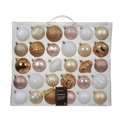 Decoris Pallina di Natale in plastica mix rosa 30 pezzi