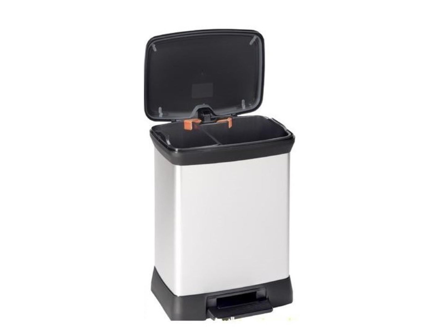 Curver decobin duo pedaalemmer 10+18 liter zilver zwart 51x29x39cm