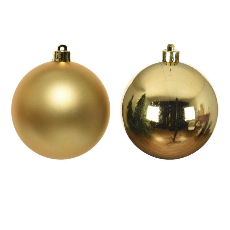 Decoris Christmas baubles plastic gold dia 4cm 16pcs