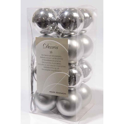 Decoris Palline di Natale argento 40mm 16 pezzi