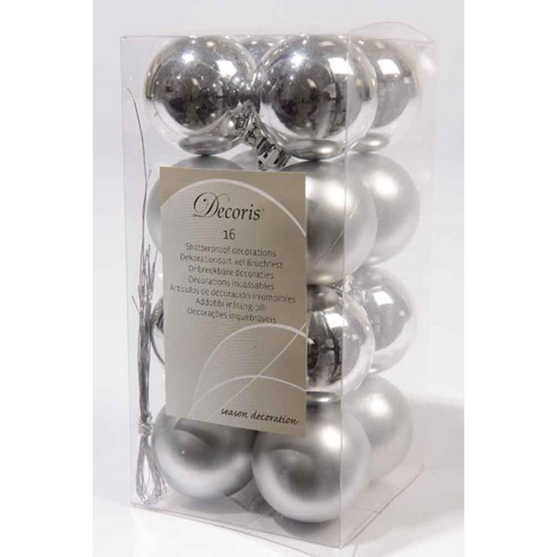 Decoris Palline di Natale argento 40mm 16 pezzi