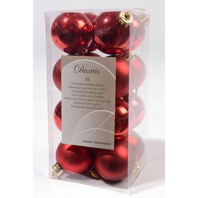 Decoris Palle di Natale plastica 4cm Natale rosso 16pz