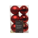 Decoris kerstballen van kunststof glans kerst rood dia.4 cm 12-delig - afbeelding 1