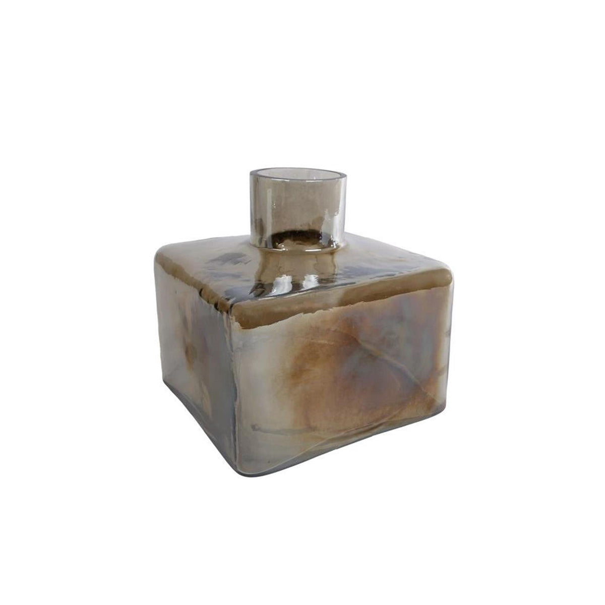 Cozydecor vase square brown glass 17x17x15cm