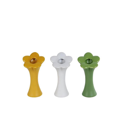 Cosydecor florero flor s verde amarillo blanco 7x7x15cm