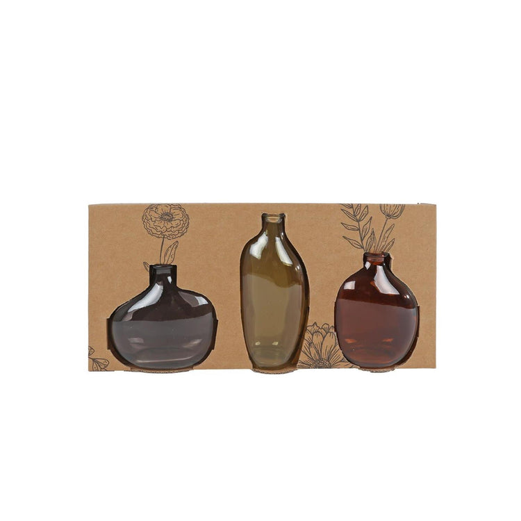 Jarrón lou set 3 piezas marrón verde gris