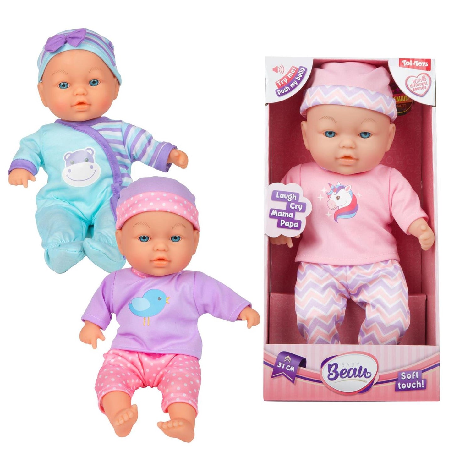 Toi-toys beau zachte babypop 31cm met geluid