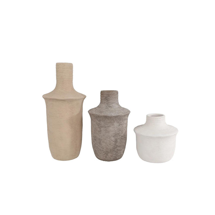 Vaso jae set 3 pezzi marrone chiaro grigio bianco