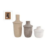 Vaas jae set a 3st licht bruin grijs wit 10x10x24cm - afbeelding 1