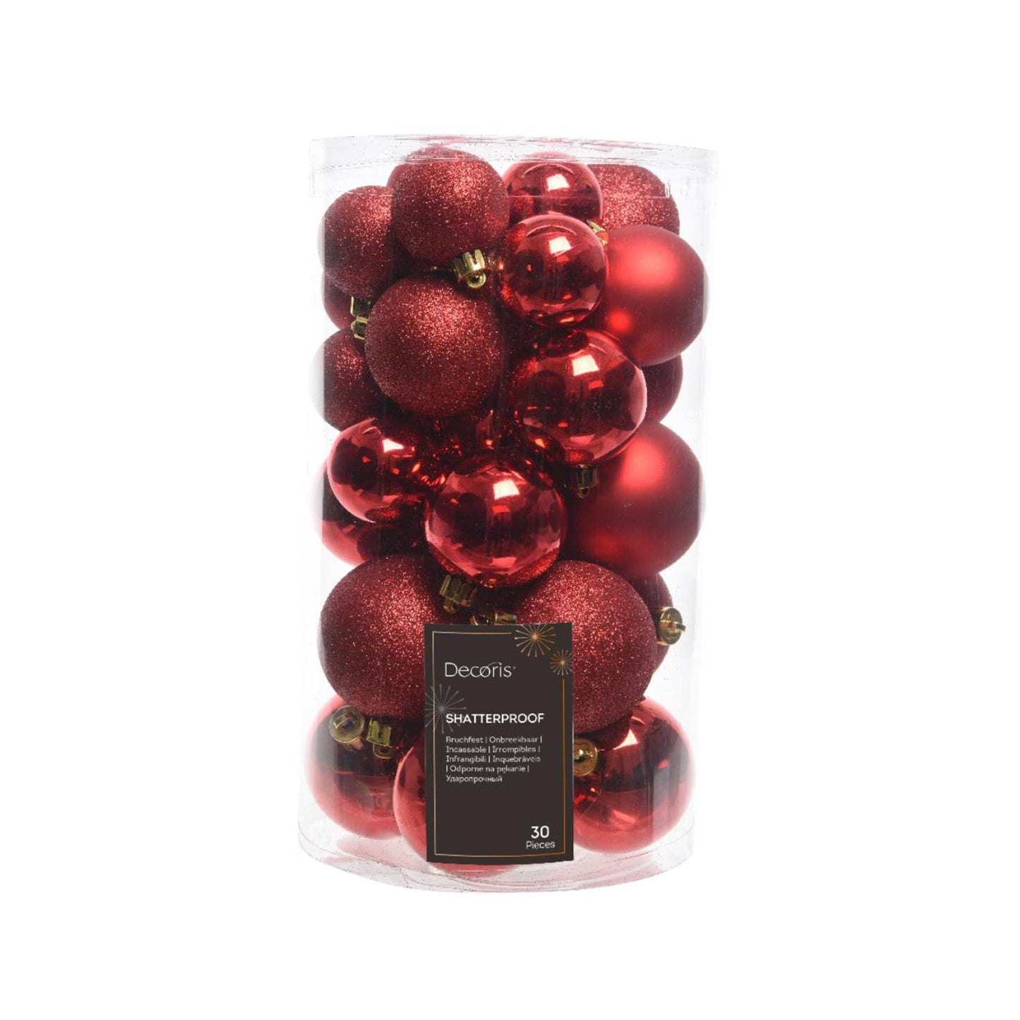 Decoris bolas de Navidad mezcla de plástico rojo 30 piezas