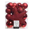 Decoris Juego de bolas navideñas plástico Navidad rojo 32 piezas