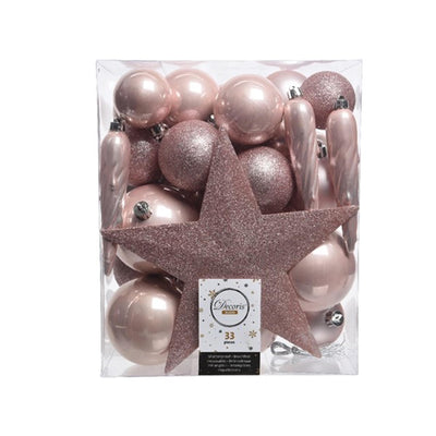 Decoris Christmas balls plastic mix 33 pcs pink