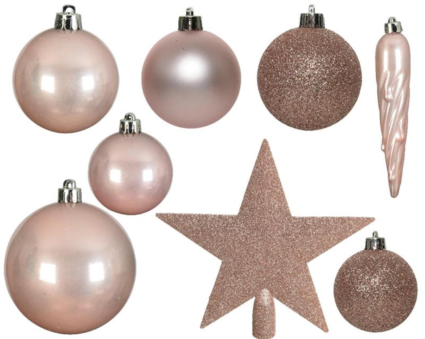 Decoris kerstballen kunststof mix 33st roze