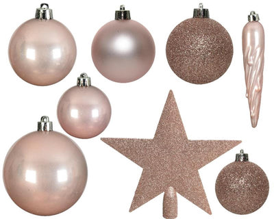 Decoris Christmas balls plastic mix 33 pcs pink