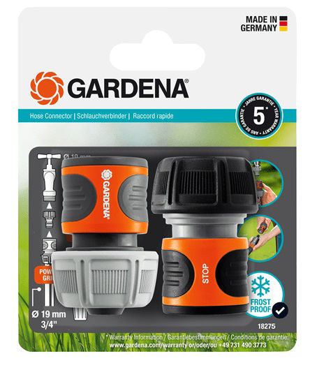 Gardena slang aansluitset 19 mm (3 4 ) slangstuk (grijs oranje, 18275-20)