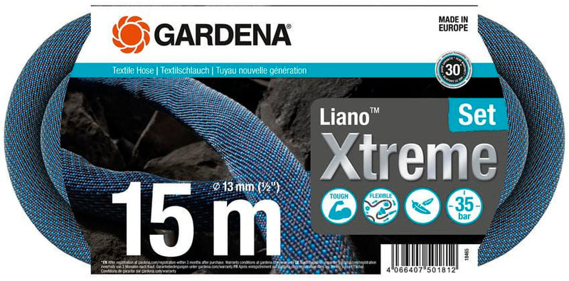 Gardena textielslang liano xtreme 15 m set (donkergrijs oranje)
