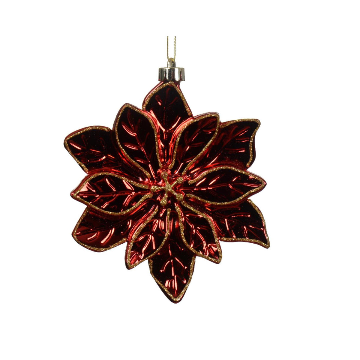 Decoris ciondolo natalizio stella di Natale in plastica rossa