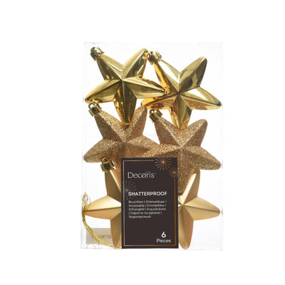 Decoris Ciondolo natalizio stella in oro dia7cm 6 pezzi
