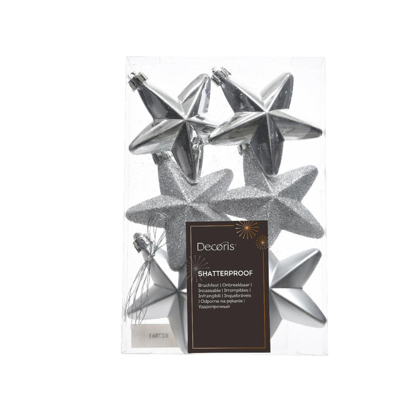 Decoris kersthanger ster zilver dia7cm 6-dlg