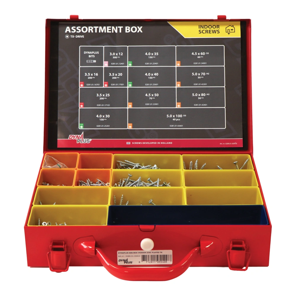 Valigetta assortimento indoor Dynaplus zincata torx | 1600 pezzi - 0289.01.00410