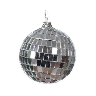 Decoris Palla di Natale palla da discoteca in plastica argento 6cm