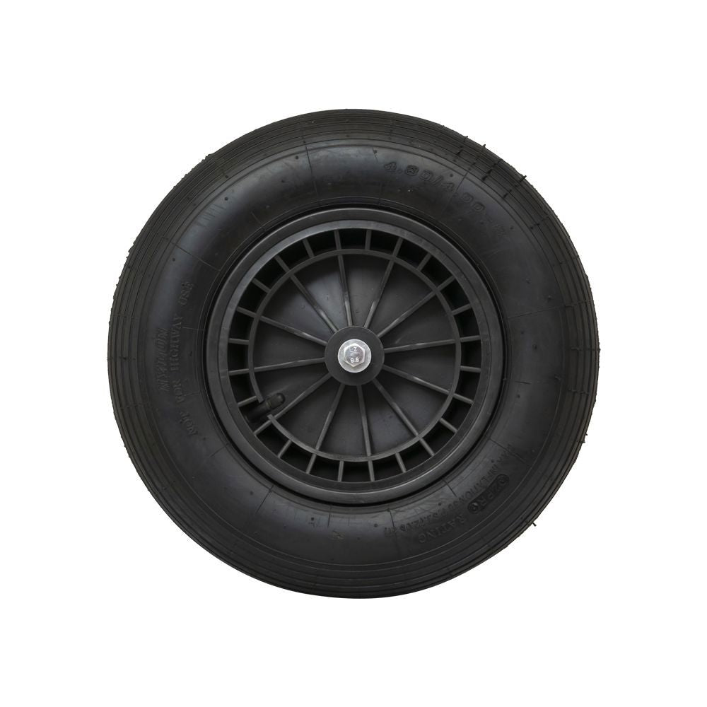 rueda 400x8 neumático 2 capas llanta plastico negro eje 13cm mm