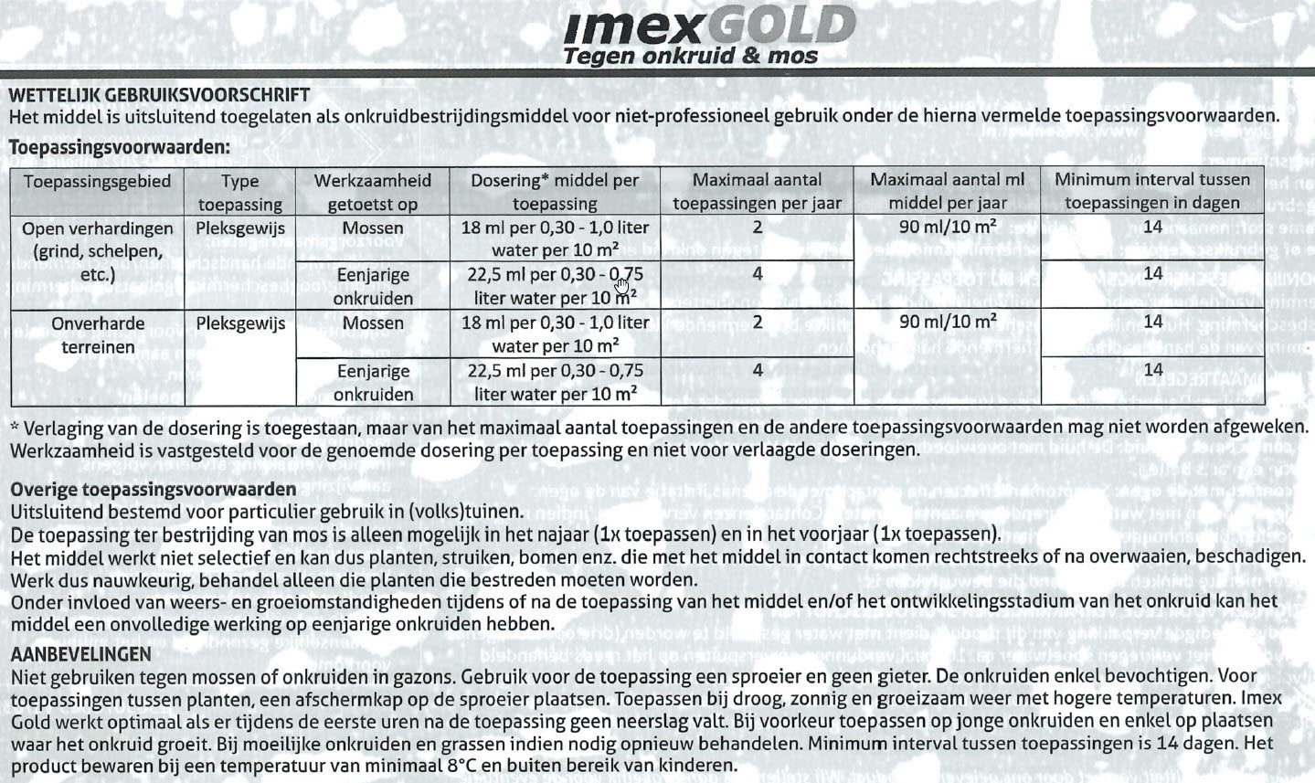 Imex oro contra malas hierbas y musgo 450ml