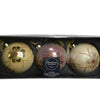 Decoris gedecoreerde kerstballenset van glas set a 3 ballen dia 8cm in assorti kleuren licht goud, pearl en velvet pink