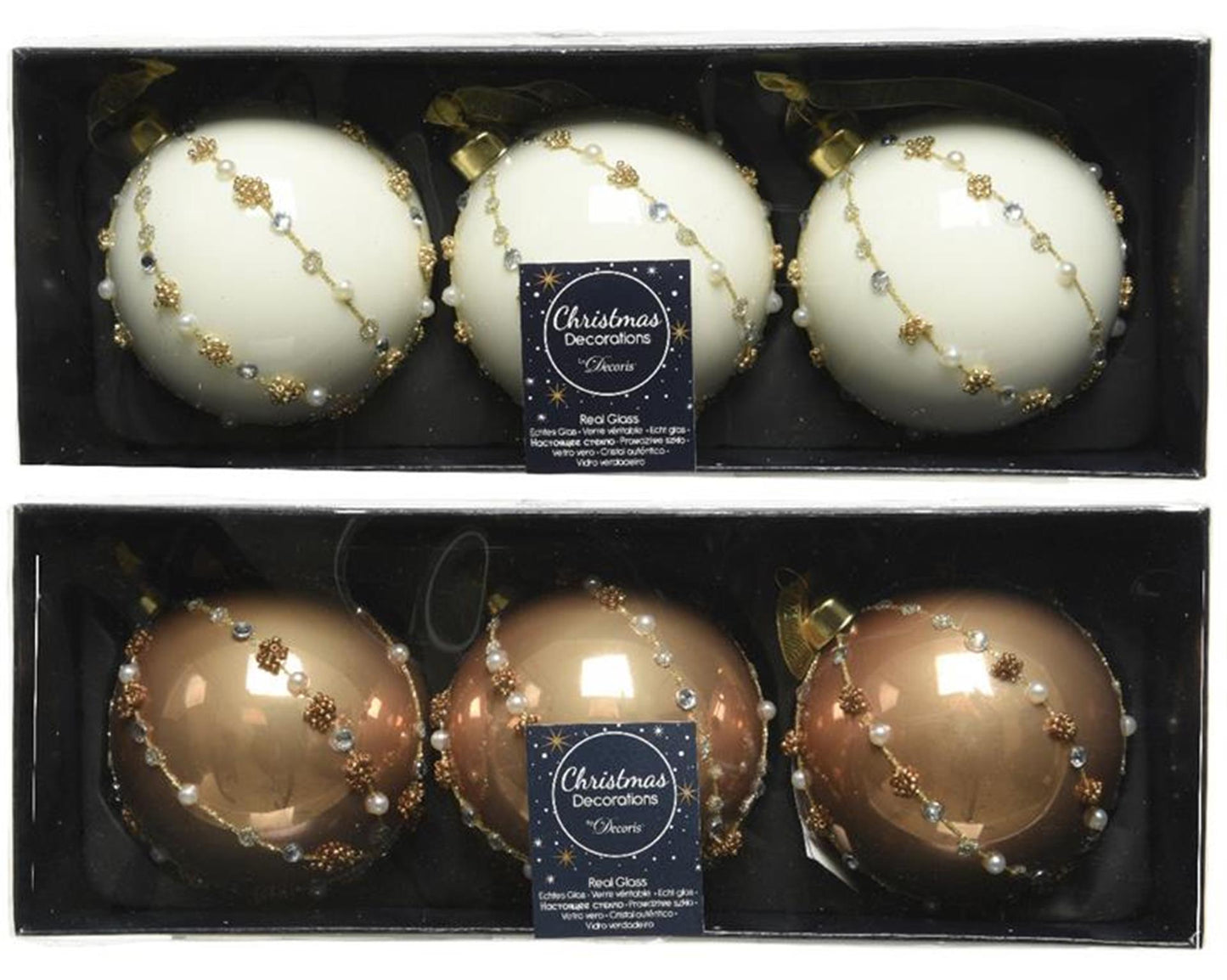 Decoris juego de bolas navideñas vaso de 3 piezas camel 8cm