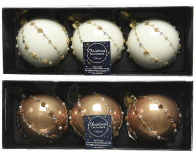 Decoris set palline di Natale in vetro da 3 pezzi cammello 8cm