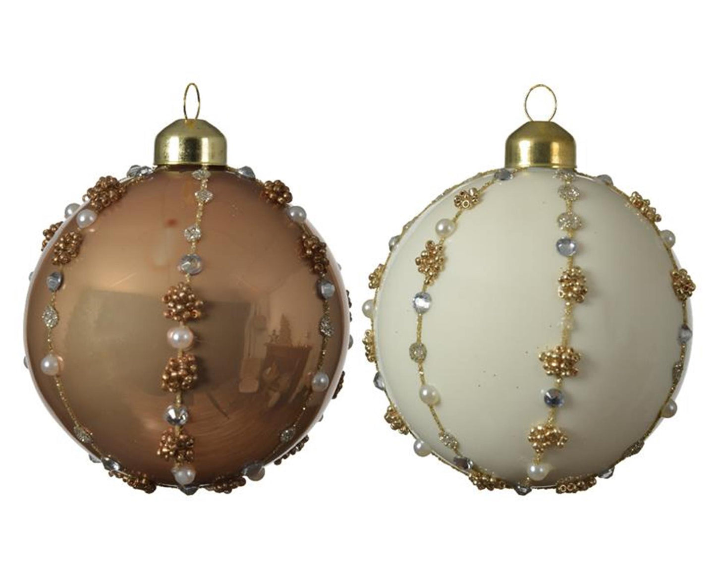 Decoris juego de bolas navideñas vaso de 3 piezas camel 8cm