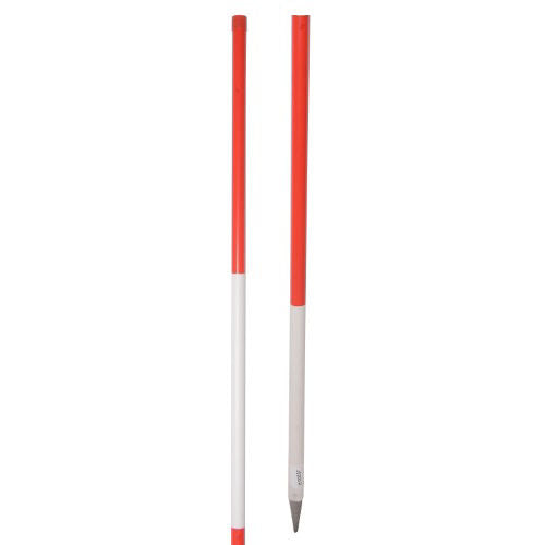 Palo Jalon in legno con punta in acciaio 200 cm sopra rosso