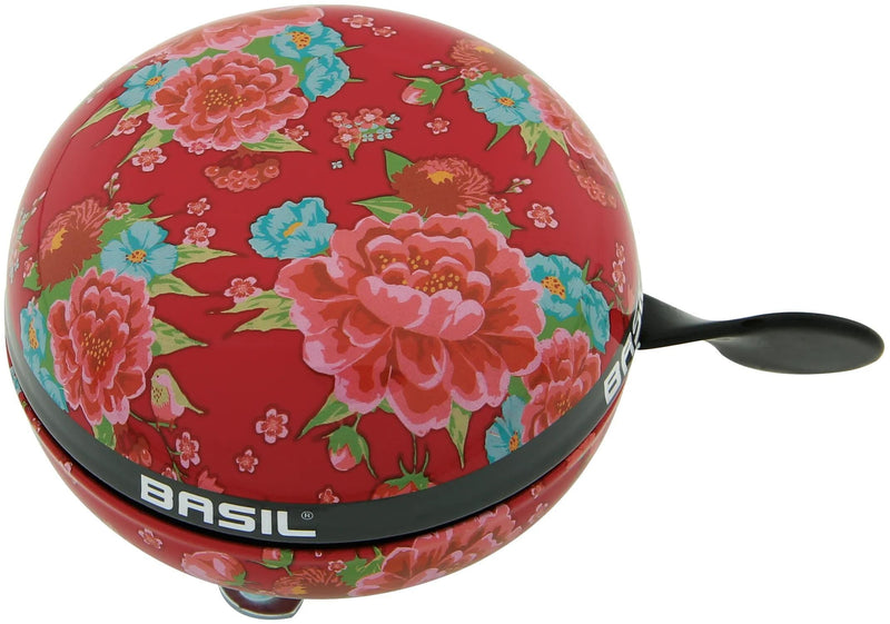 Basil Bloom - fietsbel - 80 mm - rood met bloemen