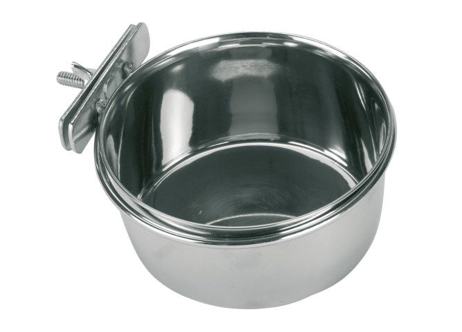 Kerbl recipiente de acero inoxidable 600 ml 12 cm montaje con tornillo para pájaros